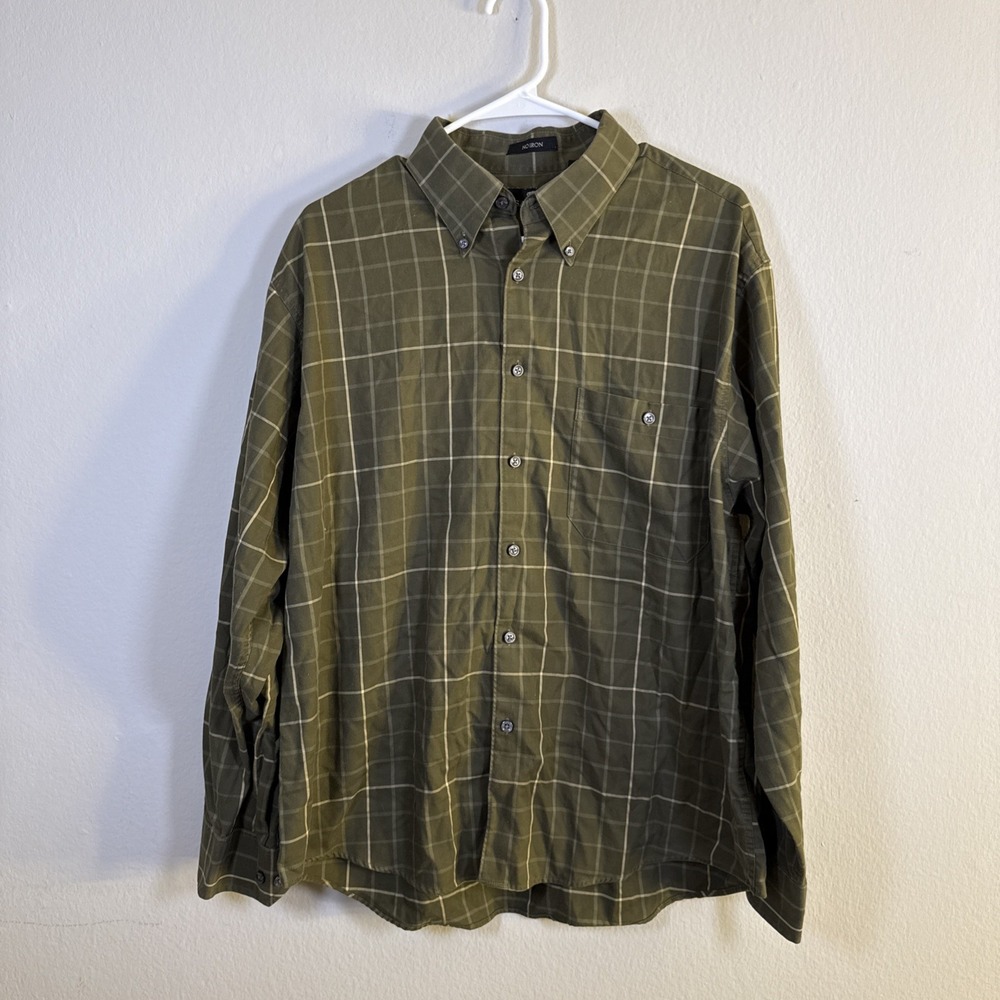 Savane No Wrinkles Green Deep Dye Shirt Long Sleeve Button-Up Vint. Large‎